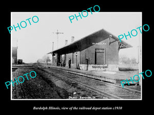 OLD LARGE HISTORIC PHOTO OF BARDOLPH ILLINOIS, THE RAILROAD DEPOT STATION c1910