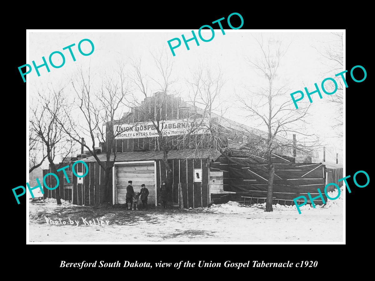 OLD HISTORIC PHOTO OF BERESFORD SOUTH DAKOTA, THE UNION GOSPEL TABERNACLE c1920