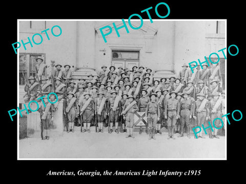 OLD LARGE HISTORIC PHOTO AMERICUS GEORGIA, THE WWI LIGHT INFANTRY GROUP c1915