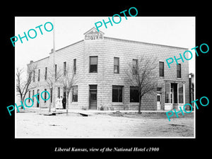 OLD LARGE HISTORIC PHOTO OF LIBERAL KANSAS, VIEW OF THE NATIONAL HOTEL c1900