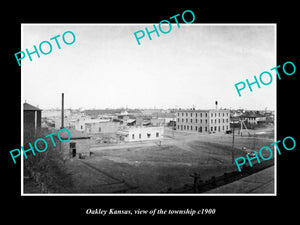 OLD LARGE HISTORIC PHOTO OF OAKLEY KANSAS, VIEW OF THE TOWNSHIP c1900