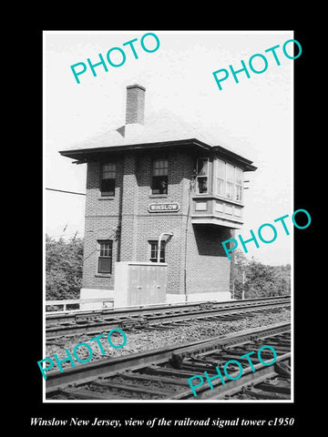 OLD LARGE HISTORIC PHOTO OF WINSLOW NEW JERSEY THE RAILROAD SIGNAL TOWER c1950 1