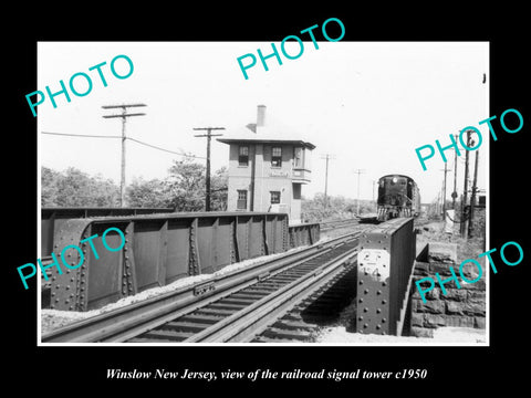 OLD LARGE HISTORIC PHOTO OF WINSLOW NEW JERSEY THE RAILROAD SIGNAL TOWER c1950 2