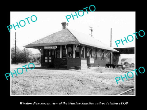 OLD LARGE HISTORIC PHOTO OF WINSLOW NEW JERSEY THE JUNCTION RAILROAD DEPOT c1950