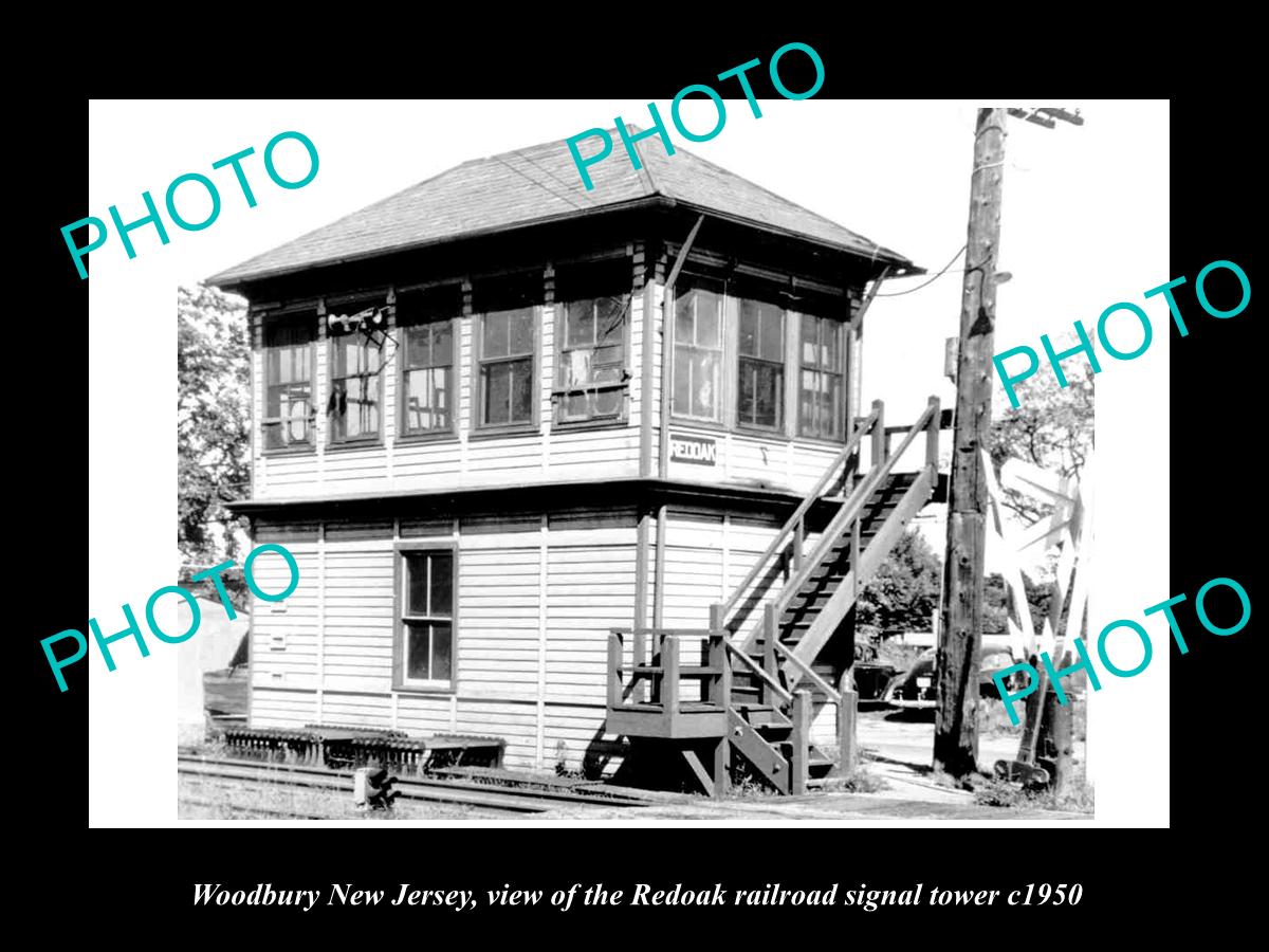 OLD LARGE HISTORIC PHOTO OF WOODBURY NEW JERSEY, THE REDOAK RAILROAD TOWER c1950