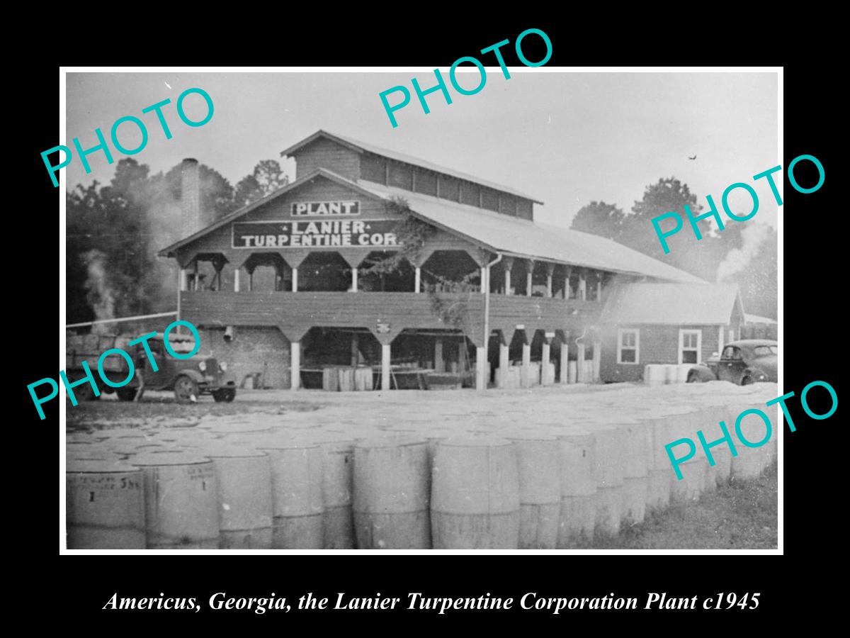 OLD LARGE HISTORIC PHOTO AMERICUS GEORGIA, THE LANIER TURPENTINE PLANT c1945