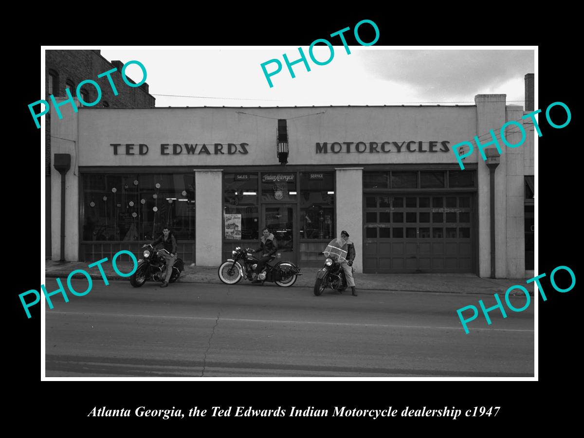 OLD LARGE HISTORIC PHOTO OF ATLANTA GEORGIA, THE INDIAN MOTORCYCLE STORE c1947 2