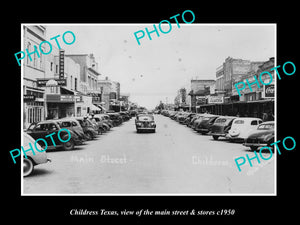 OLD LARGE HISTORIC PHOTO OF CHILDRESS TEXAS, VIEW OF THE MAIN ST & STORES c1950