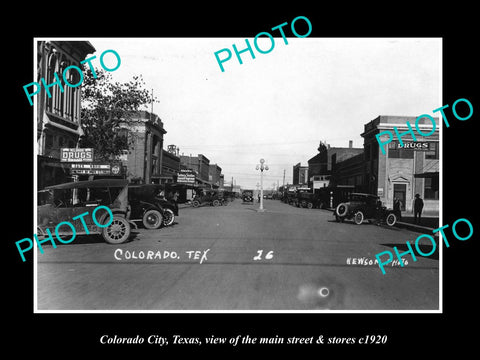 OLD LARGE HISTORIC PHOTO OF COLORADO CITY TEXAS, THE MAINS St & STORES c1920