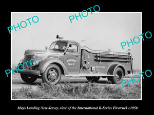 OLD LARGE HISTORIC PHOTO OF MAYS LANDING NEW JERSEY, THE FIRE DEPT TRUCK c1950