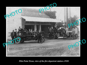 OLD LARGE HISTORIC PHOTO OF PILOT POINT TEXAS, THE FIRE DEPARTMENT CREW c1920