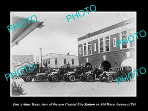 OLD LARGE HISTORIC PHOTO OF PORT ARTHUR TEXAS, THE CENTRAL FIRE STATION c1930