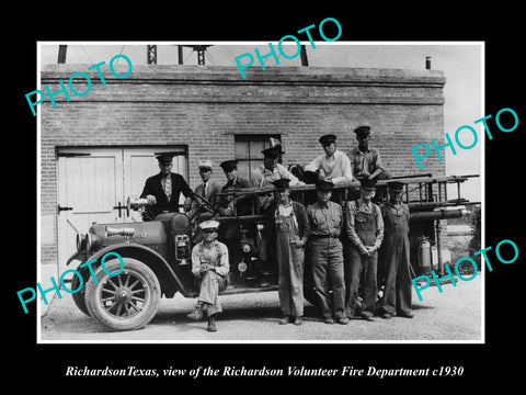 OLD LARGE HISTORIC PHOTO OF RICHARDSON TEXAS, VIEW OF THE FIRE DEPARTMENT c1930