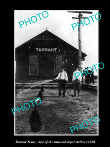 OLD LARGE HISTORIC PHOTO OF TARRANT TEXAS, THE RAILROAD DEPOT STATION c1920