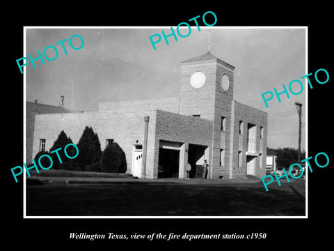 OLD LARGE HISTORIC PHOTO OF WELLINGTON TEXAS, THE FIRE DEPARTMENT STATION c1950