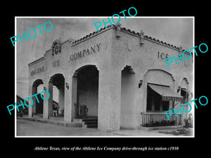 OLD LARGE HISTORIC PHOTO OF ABILENE TEXAS, THE ICE COMPANY DRIVEIN STATION c1930