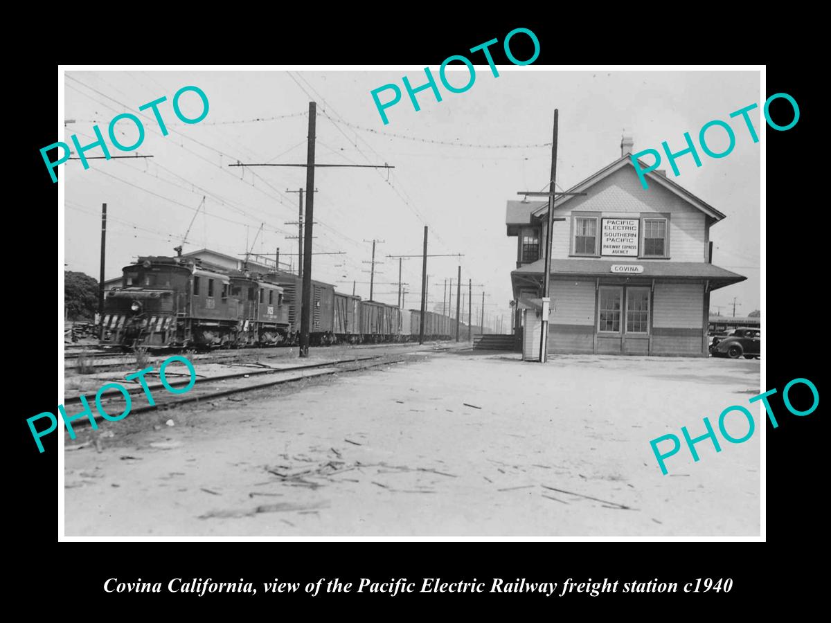 OLD HISTORIC PHOTO OF COLVINA CALIFORNIA, PACIFIC ELECTRIC RAILWAY STATION c1940