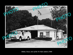 OLD LARGE HISTORIC PHOTO OF DALLAS TEXAS, THE FIRE DEPARTMENT No 9 STATION c1970