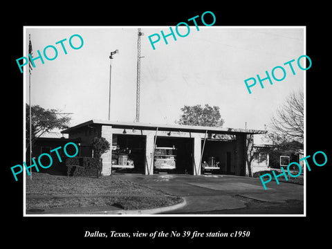 OLD LARGE HISTORIC PHOTO OF DALLAS TEXAS, THE FIRE DEPARTMENT No39 STATION c1950