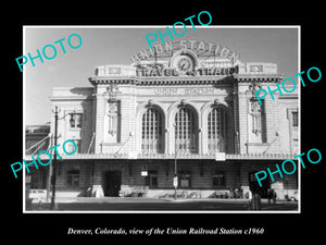 OLD LARGE HISTORIC PHOTO OF DENVER COLORADO, THE UNION RAILROAD STATION c1950