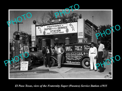 OLD LARGE HISTORIC PHOTO OF EL PASO TEXAS, THE PASTOTEX SERVICE STATION c1935