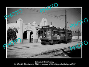 OLD HISTORIC PHOTO OF ETIWANDA CALIFORNIA PACIFIC ELECTRIC RAILROAD STATION 1950