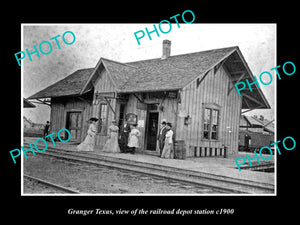 OLD LARGE HISTORIC PHOTO OF GRANGER TEXAS, THE RAILROAD DEPOT STATION c1900