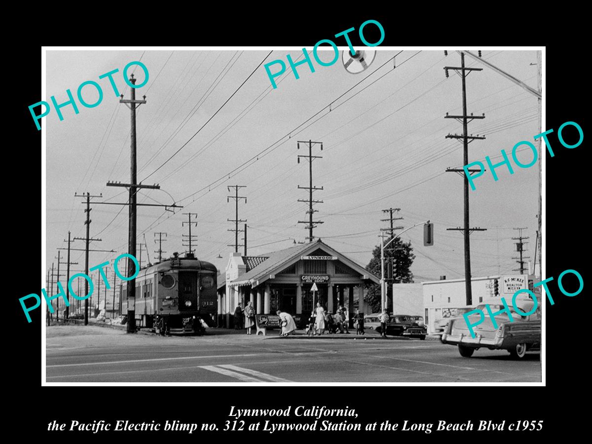 OLD HISTORIC PHOTO OF LYNNWOOD CALIFORNIA PACIFIC ELECTRIC RAILROAD DEPOT c1955