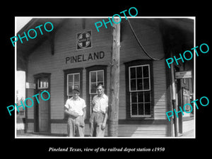 OLD LARGE HISTORIC PHOTO OF PINELAND TEXAS, THE RAILROAD DEPOT STATION c1950