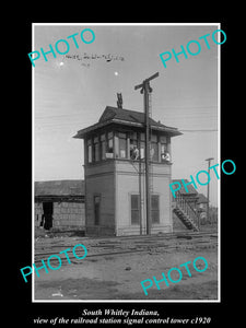 OLD LARGE HISTORIC PHOTO OF SOUTH WHITLEY INDIANA, THE RAILROAD TOWER c1920