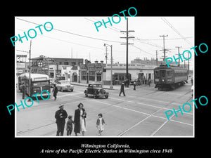 OLD HISTORIC PHOTO OF WILMINGTON CALIFORNIA PACIFIC ELECTRIC RAILWAY DEPOT c1948