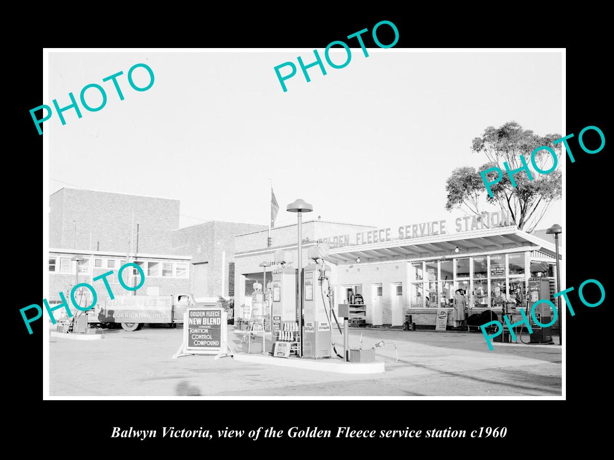 OLD LARGE HISTORIC PHOTO OF BALWYN VICTORIA, GOLDEN FLEECE SERVICE STATION c1960