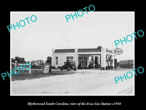 OLD LARGE HISTORIC PHOTO OF BLYTHEWOOD SOUTH CAROLINA, THE ESSO GAS STATION 1930