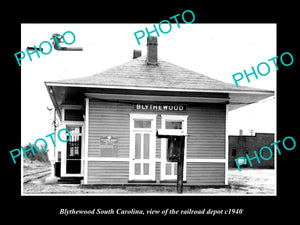 OLD LARGE HISTORIC PHOTO OF BLYTHEWOOD SOUTH CAROLINA, THE RAILROAD DEPOT c1940