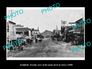 OLD LARGE HISTORIC PHOTO OF GOLDFIELD NEVADA, THE MAIN STREET & STORES c1890