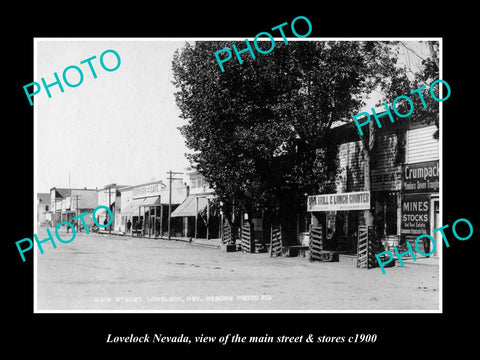 OLD LARGE HISTORIC PHOTO OF LOVELOCK NEVADA, THE MAIN STREET & STORES c1900