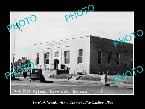 OLD LARGE HISTORIC PHOTO OF LOVELOCK NEVADA, THE POST OFFICE BUILDING c1940