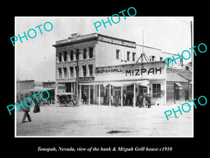 OLD LARGE HISTORIC PHOTO OF TONOPAH NEVADA, THE BANK & MIZPAH GRILL c1910