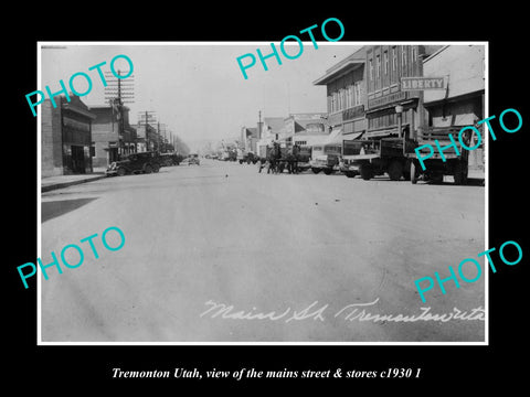 OLD LARGE HISTORIC PHOTO OF TREMONTON UTAH, THE MAIN STREET & STORES c1930 2