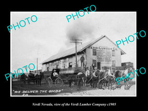 OLD LARGE HISTORIC PHOTO OF VERDI NEVADA, THE VERDI LUMBER Co STORE c1905