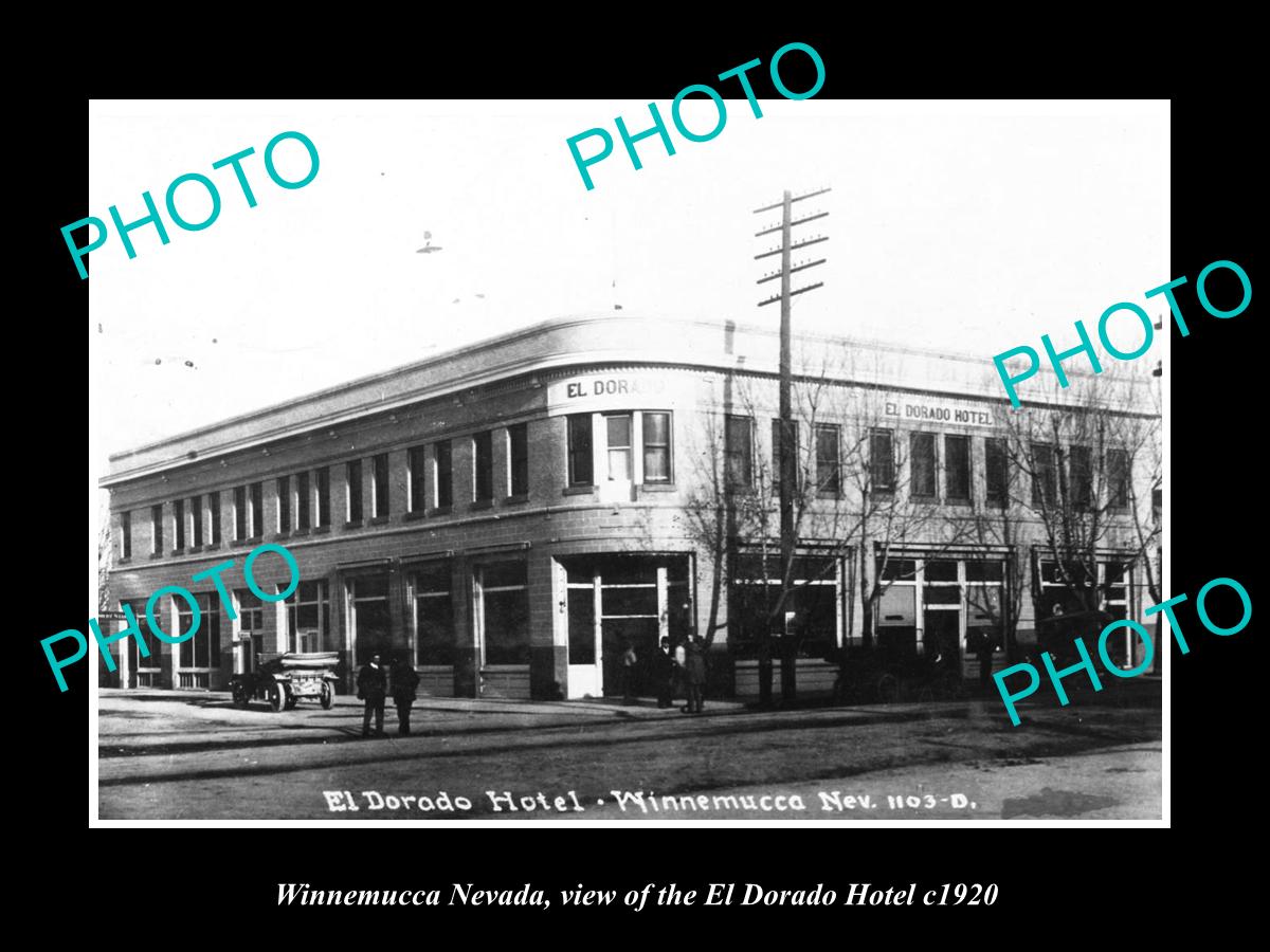 OLD LARGE HISTORIC PHOTO OF WINNEMUCCA NEVADA, THE EL DORADO HOTEL c1920