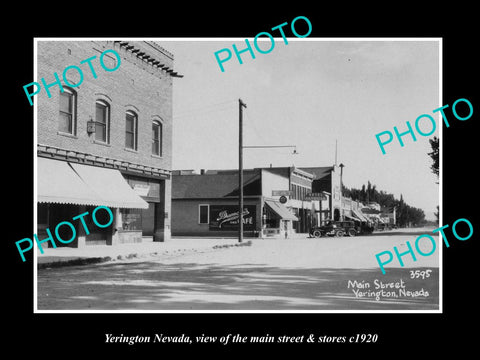 OLD LARGE HISTORIC PHOTO OF YERINGTON NEVADA, THE MAIN STREET & STORES c1920