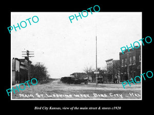 OLD LARGE HISTORIC PHOTO OF BIRD CITY KANSAS, THE MAIN STREET & STORES c1920