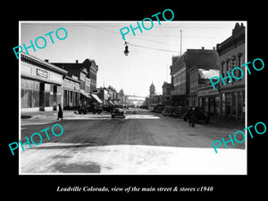 OLD LARGE HISTORIC PHOTO OF LEADVILLE COLORADO, THE MAIN STREET & STORES c1940