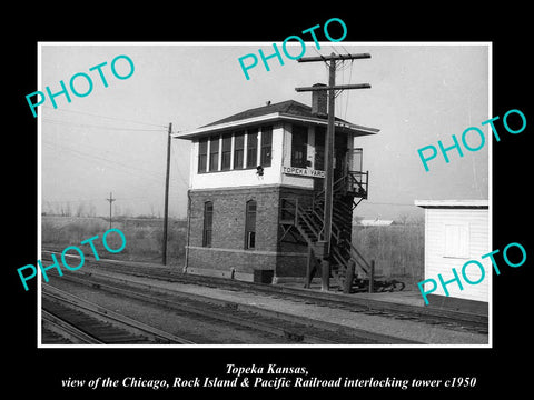 OLD LARGE HISTORIC PHOTO OF TOPEKA KANSAS, THE T/Y RAILROAD DEPOT TOWER c1950