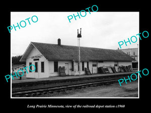 OLD LARGE HISTORIC PHOTO OF LONG PRAIRIE MINNESOTA RAILROAD DEPOT STATION c1960