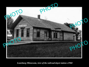 OLD LARGE HISTORIC PHOTO OF LOUISBURG MINNESOTA THE RAILROAD DEPOT STATION c1960