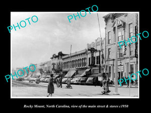 OLD LARGE HISTORIC PHOTO OF ROCKY MOUNT NORTH CAROLINA, MAIN St & STORES c1950