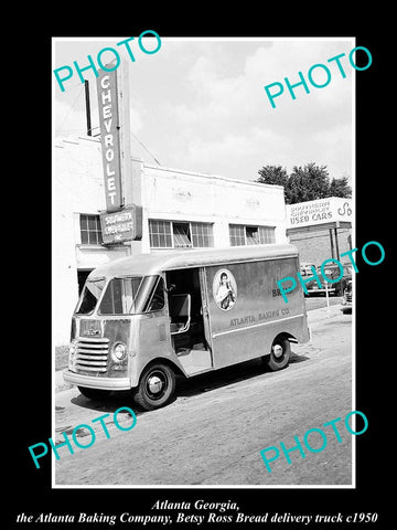 OLD LARGE HISTORIC PHOTO OF ATLANTA GEORGIA, THE BETSY ROSS BREAD TRUCK c1950