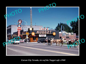 OLD LARGE HISTORIC PHOTO OF CARSON CITY NEVADA, VIEW OF THE NUGGET CAFE c1960